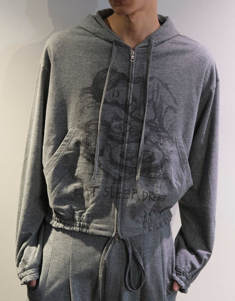 ORDINARY HOME OLD STYLE ZIP HOODIE WITH PRINTING – SHINYAKOZUKA