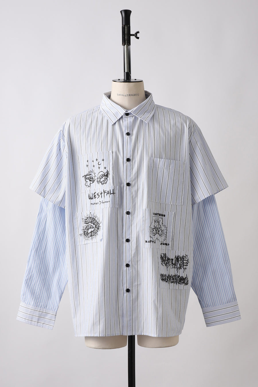 PRINTED BUTTON DOWN PATCH SHIRT