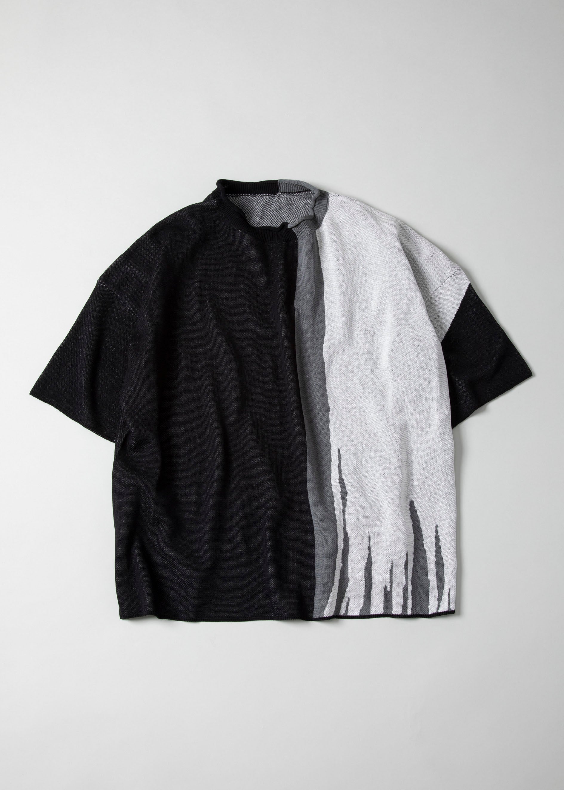 シンヤコズカ ABSTRACT KNIT TEE 半袖ニット S チャコール60cm着丈 ...